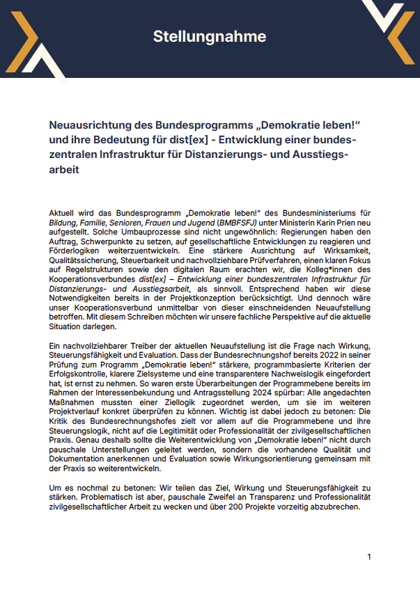 Stellungnahme des Kooperationsverbund dist[ex] 